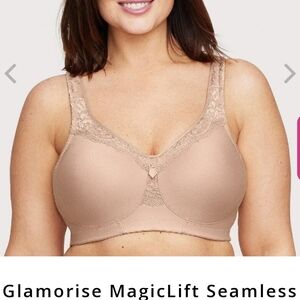 Glamorise MagicLift Seamless Wire-free everyday Bra - Cafe Nude Intimates sz 46G